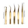5/6PCS Portable Eyelash Extension Tweezers Set Professional Lash Tweezers Kit with Pouch for Beginners & Lash Artists
