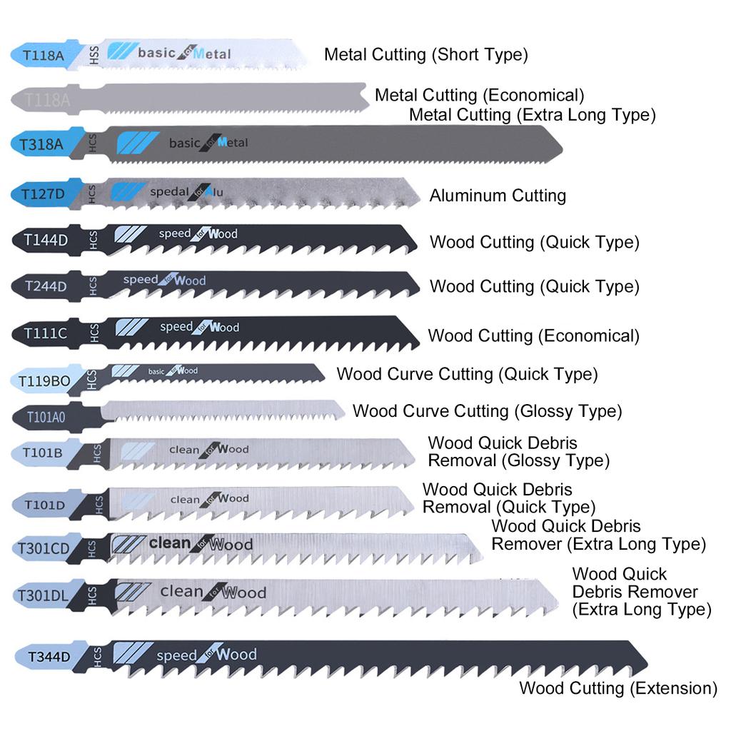48 Pcs Jig Saw Blade Set Multi Size Saw Blades with EVA Cloth Bag for Wood Metal Aluminum Cutting
