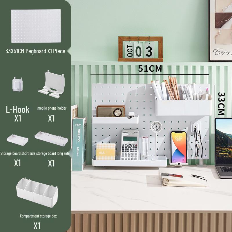 Wall-Mounted No-Drill Pegboard Storage Shelf for Kitchen and Dorm Room