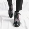Men Dress Boots Classic Brogue Wingtip Lace-Up High Ankle Business Boots