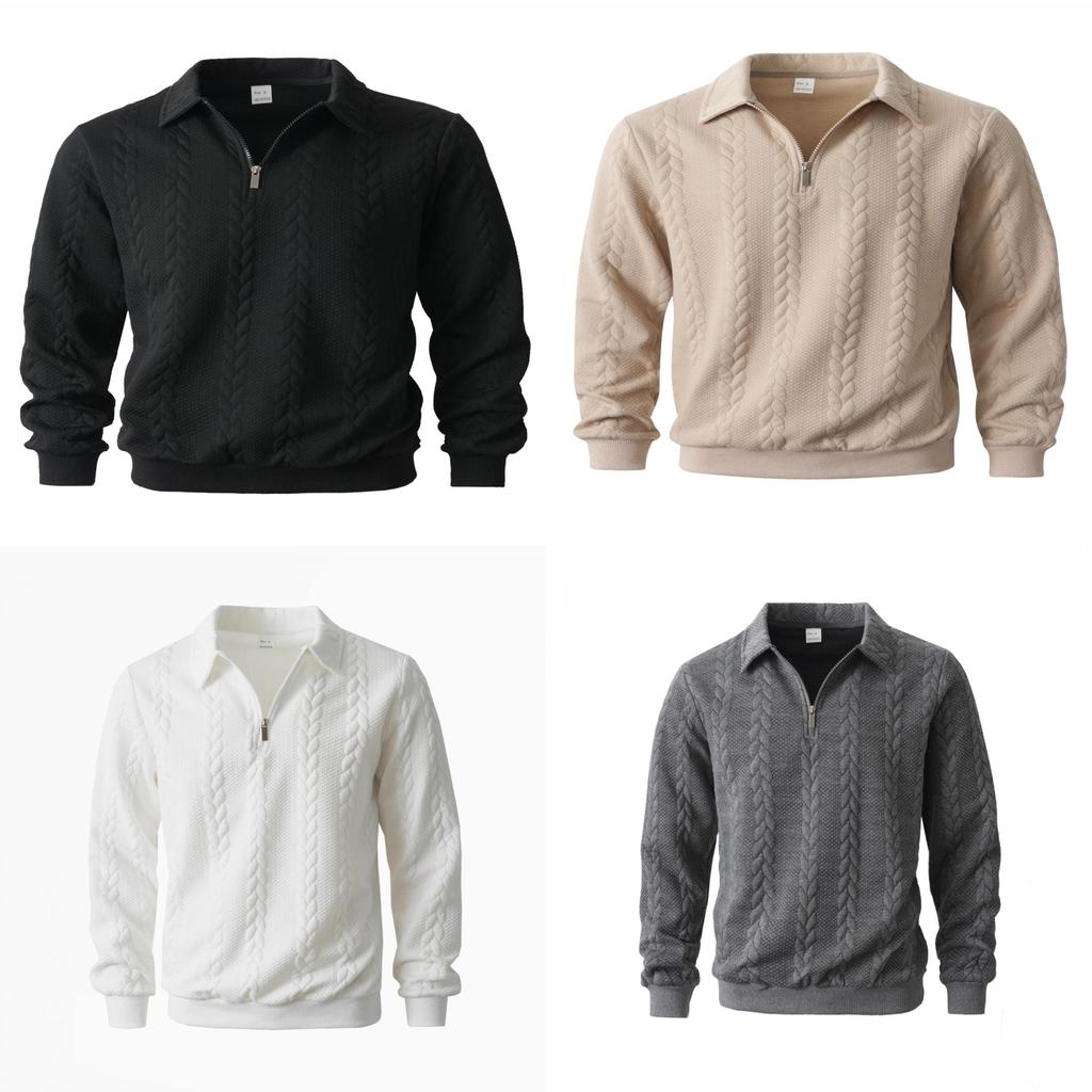 Young Men Fashion Sweater With Knit And Mock Collar For Casual Autumn Wear