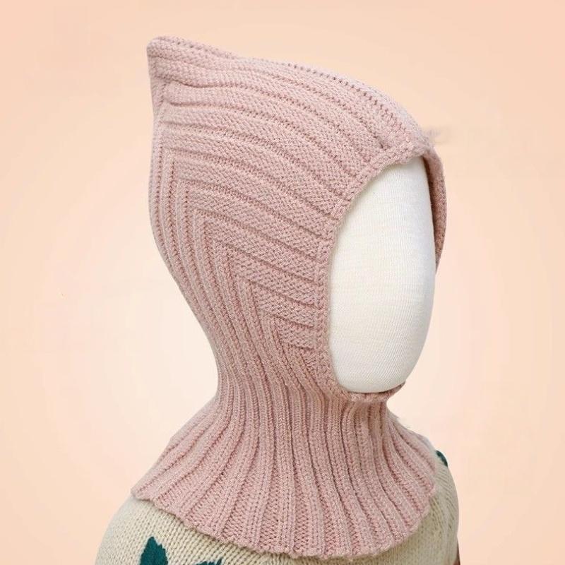 Winter Warm Windproof Balaclava Hat For Baby Coldproof Knitted Hooded Caps Outdoor Hats Scarf Integrated Neck Collar Beanies Cap