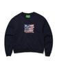 Maineimijeupiteo (W) Usa Flag Applique Sweatshirt - Navy