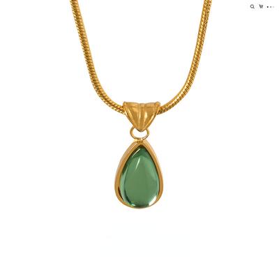 Francouzský Vintage Olivově Zelený Modrý Přívěsek Kapka Náhrdelník Dámská Módní Design Milovník Náhrdelník Šperk Dárek