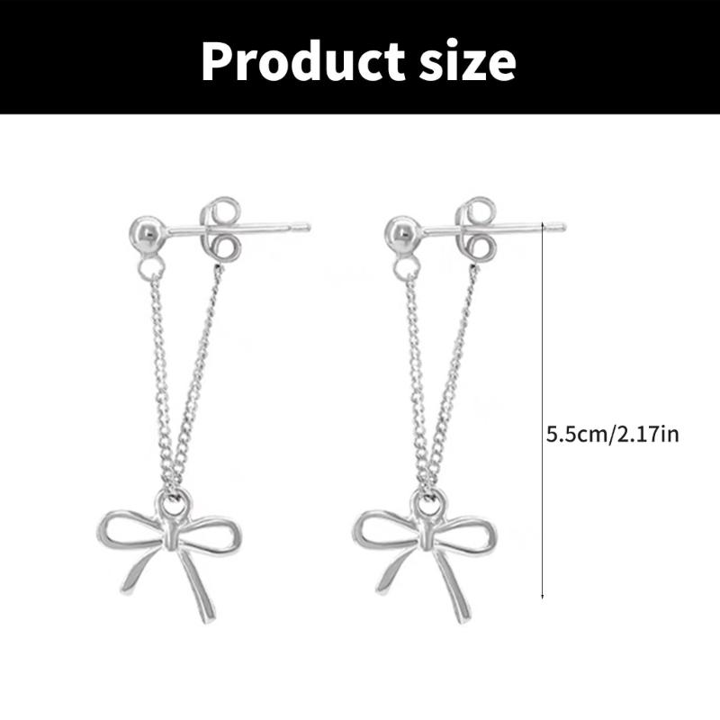 Elegant Bowknot Studs Jewelry Delicate Bowknot Pendant Ear Studs Silver Plated Earrings Adornment for Ladies