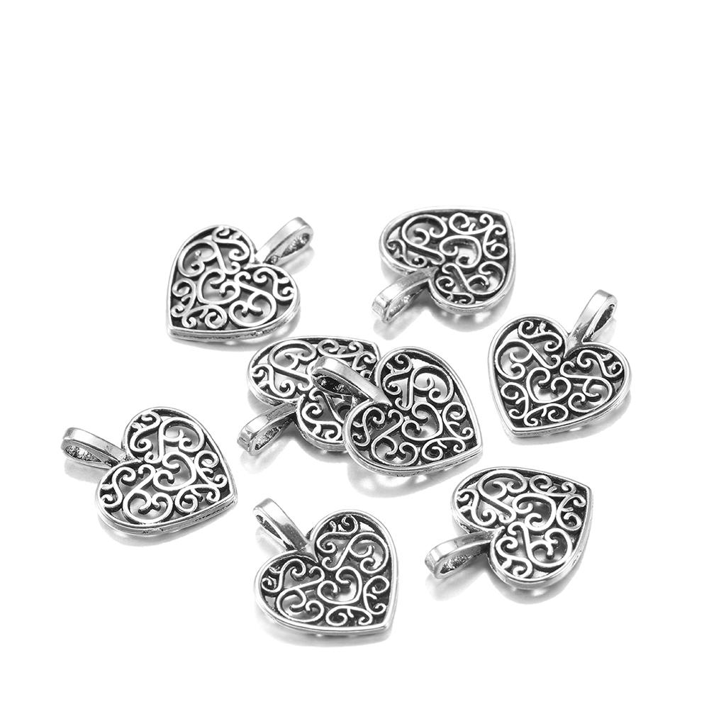 

30 шт./лот тибетская бронза с полым сердцем антикварные подвески фурнитура DIY Подвески браслет принадлежности для изготовления ювелирных изделий