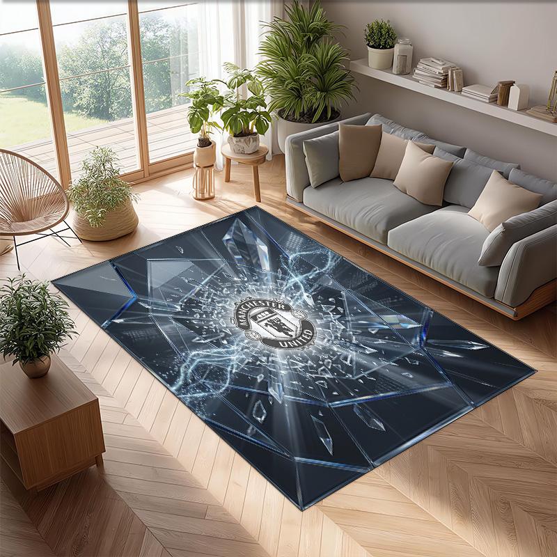 Tappeto in Flanella Stampato Manchester United Antiscivolo Morbido Poliestere Tappeto per Pavimento Tappetino Decorativo per Interni per Camera da Letto Soggiorno Divano