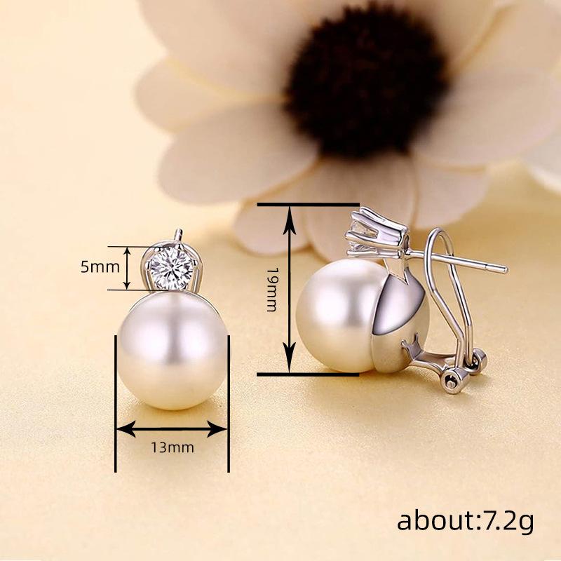 Huajie Light Luxury Imitation Pearl Earrings Woman Elegant Inlaid Bright Zirconia Stud Earrings Banquet