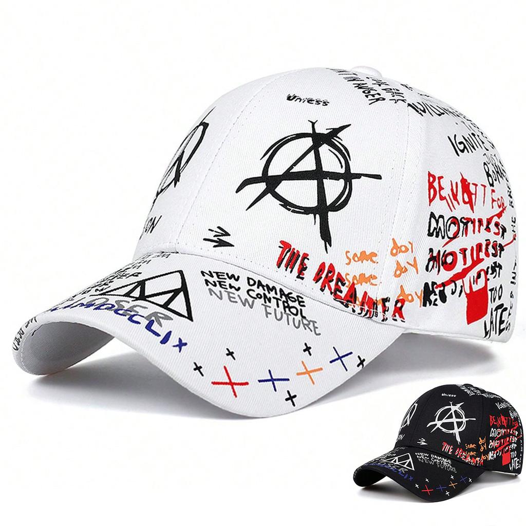 Unisex Colorful Eye Graffiti Print Baseball Caps Outdoor Adjustable Spring and Autumn Casual Sunscreen Hat