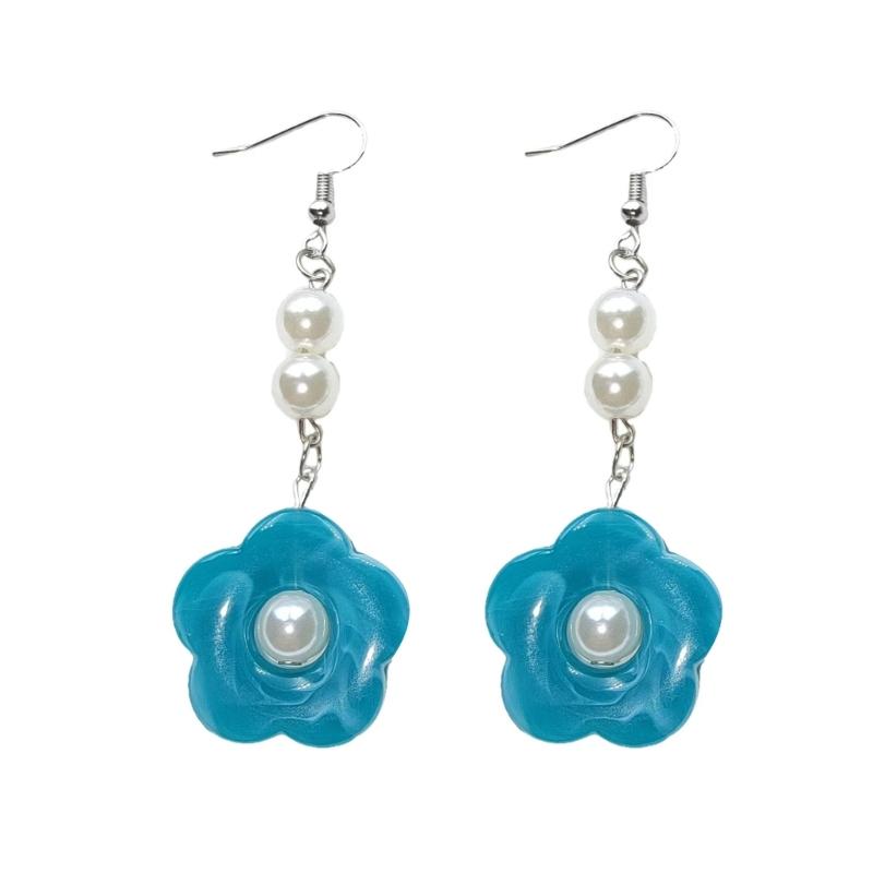 1 Pair Minimalist Punk Hip Hop Geometric Pearls Flower Earrings Hyperbole Cool Earrings for Women Aesthetic Ear Jewelry
