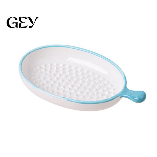 Kitchen Prep Tool Ceramic Garlic Grater Plate for Food Prep, Multifunctional Ginger And Parmesan Mincer Dish, Non Slip Masher Bowl Cheese Nutmeg