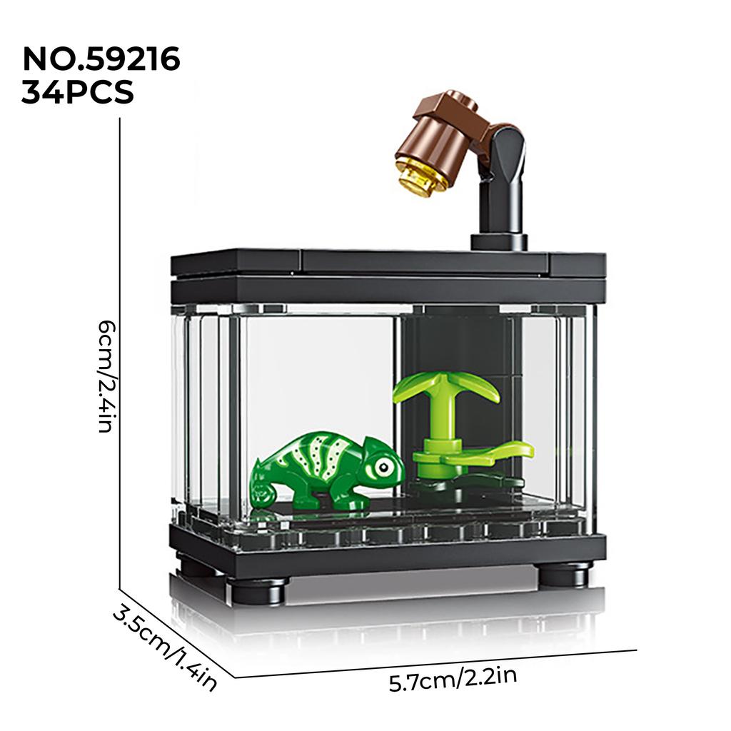 1 Set Micro Acvariu Serie Blocuri de Construcție Jucărie Decorațiune Birou Model Decorațiune Creativă Casă Cadou Pentru Copii (Bagat)