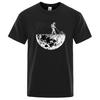 Astronauten schätzen die Mondumgebung Lustiger Druck T-Shirts Herren Locker Übergroße Kleidung Baumwolle Sommer Weiches T-Shirt Hip Hop T-Shirts