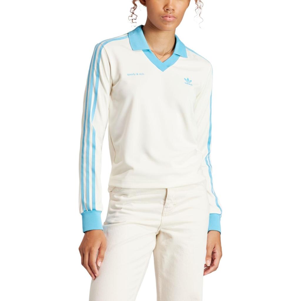 (WMNS) adidas x Sporty & Rich Long Sleeve Jersey 'Cream White Blue' Women's IN5249