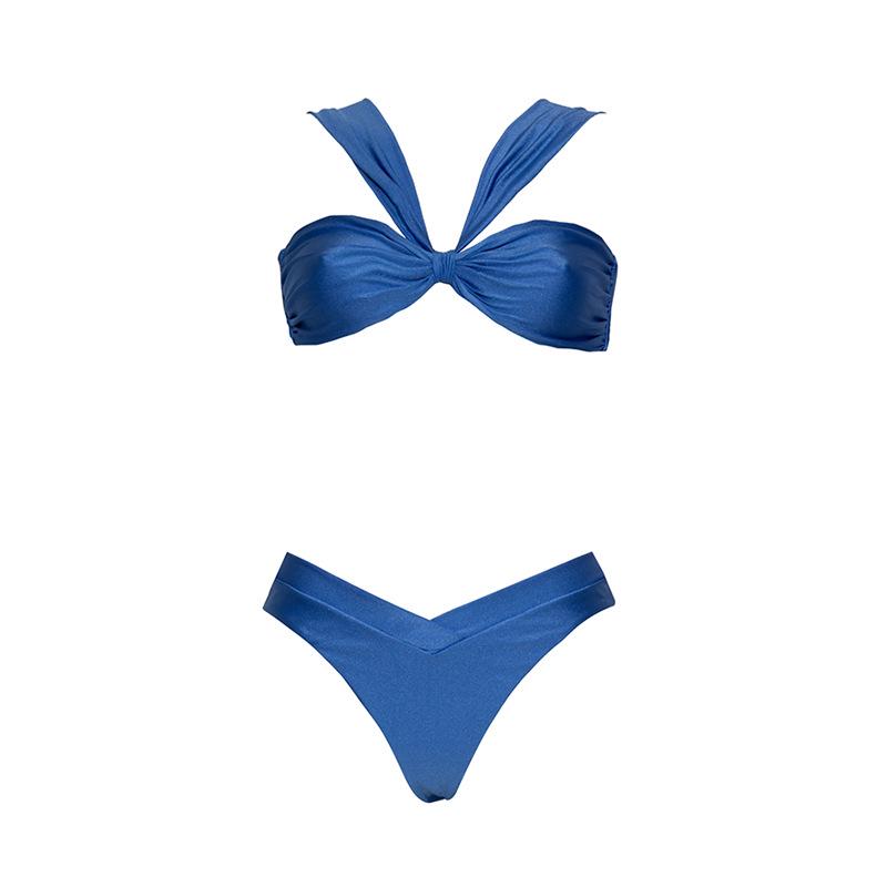 

Европейское и американское бикини-ракушка - Сексуальный раздельный купальник Large синий