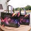 10PCS Rose Printing Packaging Shopping Bag Handle Waterproof Non Woven Fabric Gift Bags Black Clothing Store HandBag