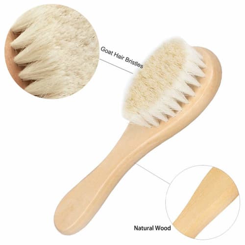 Kingsie Baby Hairbrush and Comb Set, 2-Piece Set, Natural Wood and Goat Hair Brush, Newborn Baby Hair Care, Baby Shower Gift
