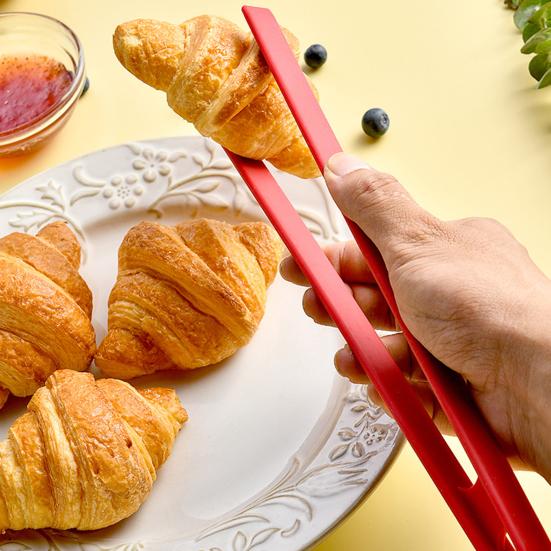 Heat-Resistant Silicone Food Tongs Non-Slip Kitchen Utensil for Bread Steak BBQ Dishwasher Safe Ergonomic Grip for Home Outdoor Grilling