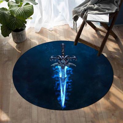 Alfombra redonda con impresiones artísticas de arma fría, alfombras circulares para sala de estar, tapete para mesa de té, tapetes de cocina para juego de suelo, alfombra para bebé, envío directo