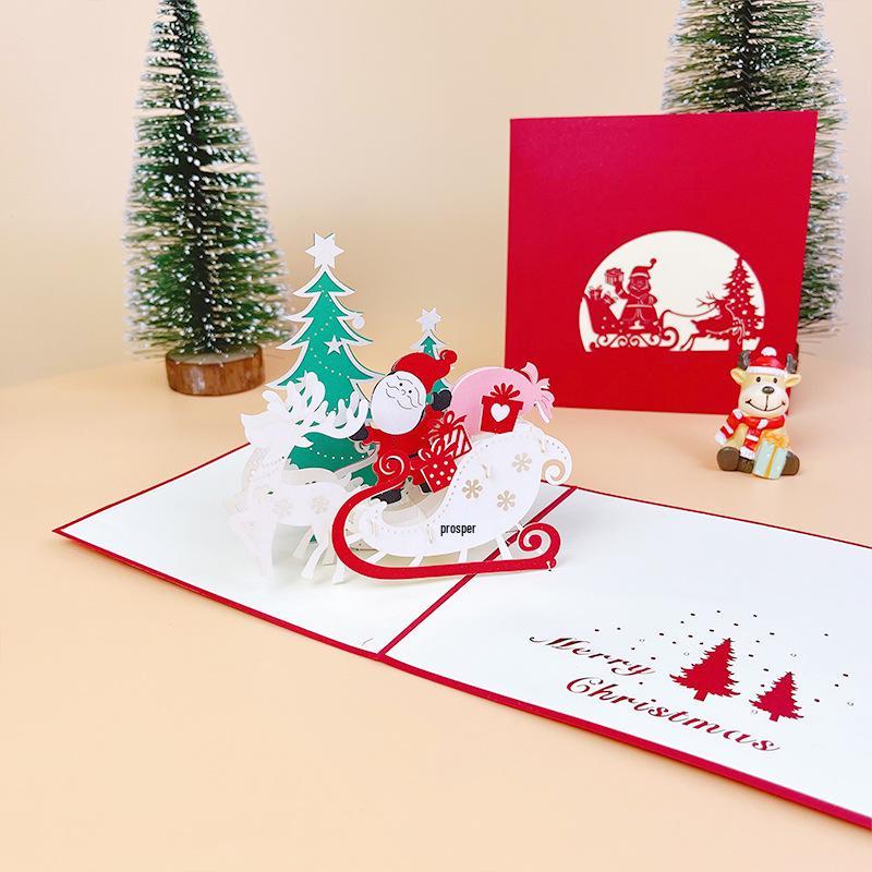 3D Christmas Tree Greeting Card for New Year - Festive Blessings for Friends