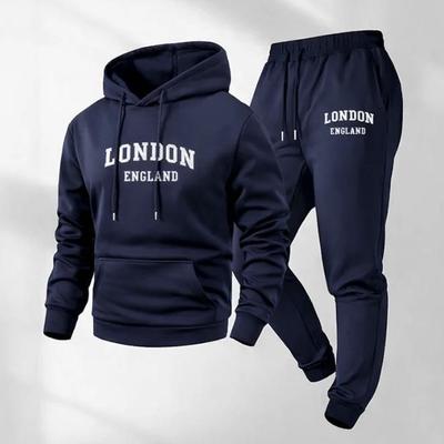 European & American Men's Fall/Winter Sports Hoodie Set - Printed Fashion, High-Quality Casual Wear