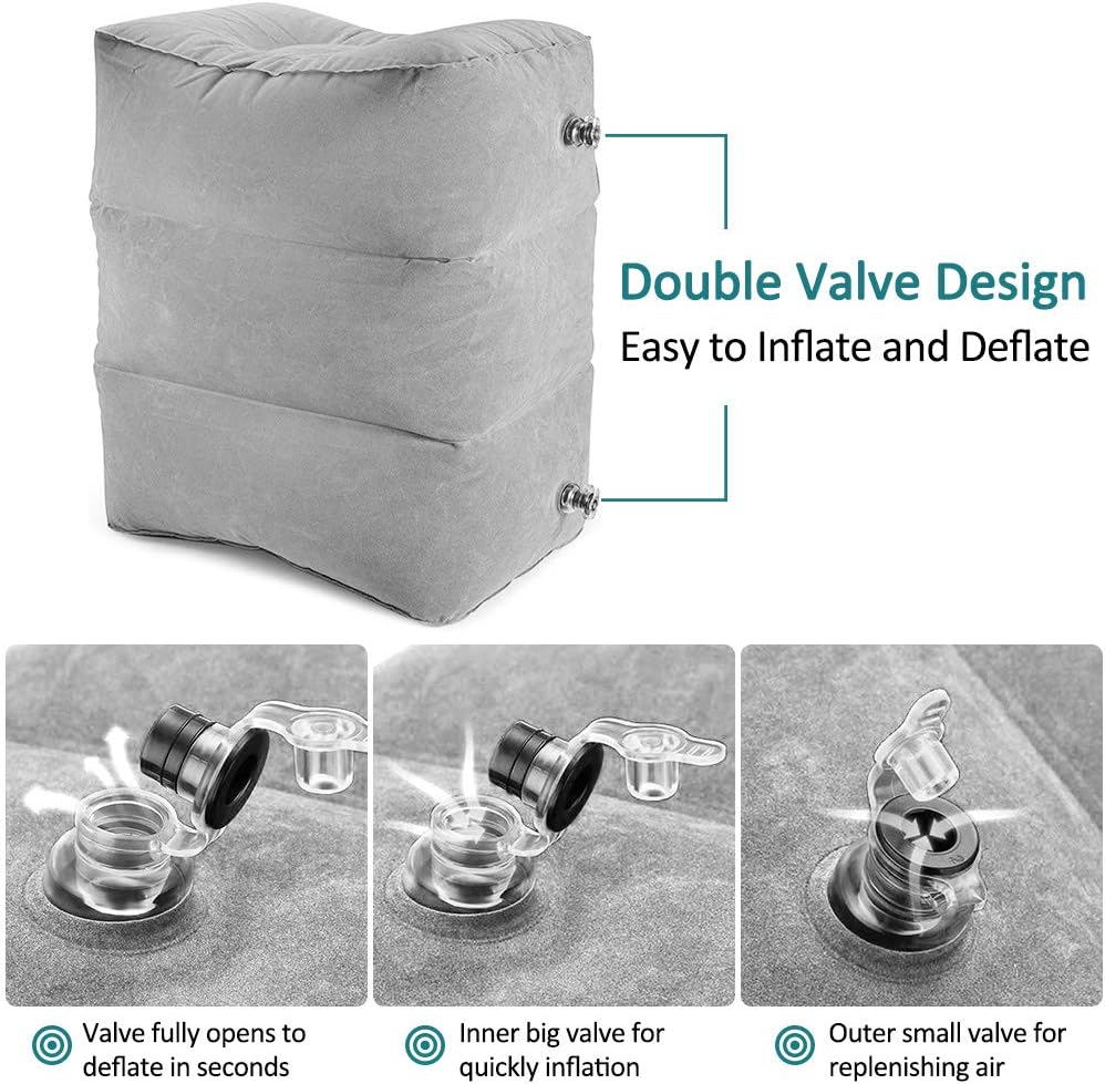 Inflatable Travel Footrest Pillow Multifunctional Adjustable Height Travel Pillow For Kids Sleeping And Leg Rest 