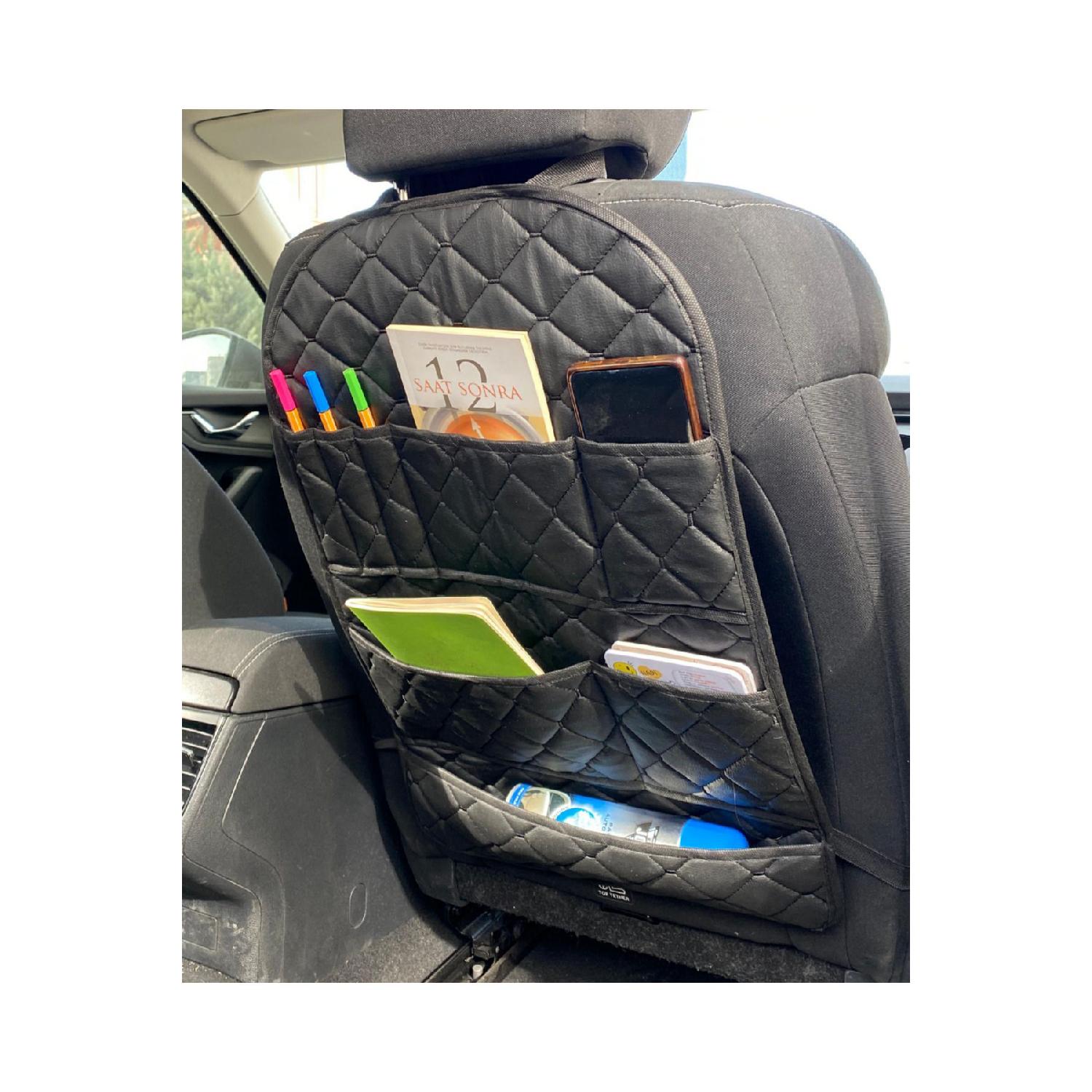 

Car Seat Back Storage Organizer With Pocket Organizer Protective Seat Back Bag - Quality Fabric чёрный