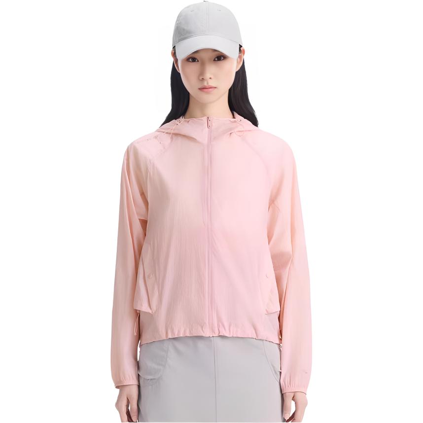 Li Ning Outdoor CF Lightweight Cooling Water-Resistant UPF 50+ Hooded Sun Protection Windbreaker Women outerwear Mallow-Pink AFDW216-1