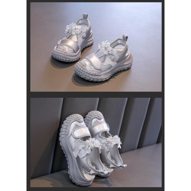 Cute Girls Shoes Mesh Closed-Toe Sport Sandals New Style Fashion Sneakers for Older Kids, Toddler Casual Shoes for Girls