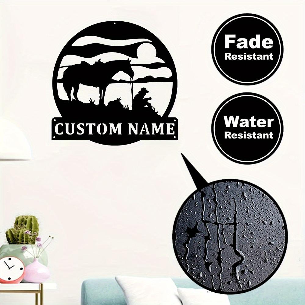 Metal Cowboy Horse Sign Vintage Wall Art Engraved Durable Weatherproof Indoor Outdoor Gift