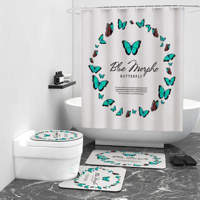 Butterfly Digital Printed Shower Curtain Bathroom Blocking Waterproof