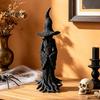 Spooky Resin Statue for Home Decor Halloween Witch Statue, Gothic Tree Figurine, Vintage Mysterious Bark Texture Art Dark Fantasy Ornament Tabletop,