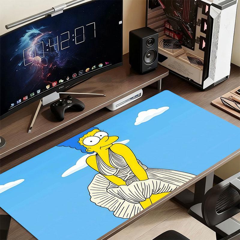 Marge Simpson Mouse Pad, Large Gaming Desk Mat, Non-slip XXL Mousepad for Laptop & Tablet, Mini PC Playmat with Stitched Edges