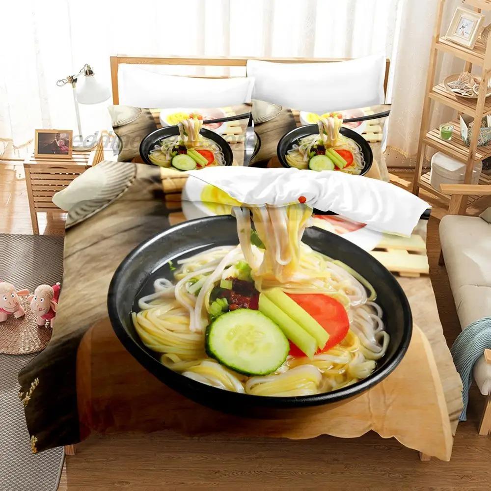 Gourmet Spaghetti Italian Bedding Set Single Twin Full Queen King Size Bed Set Aldult Kid Bedroom Duvetcover Sets 3D Breakfast