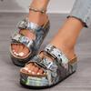 Fashion Spring/Summer 2025 New Fashion Thick-soled Birken Riveted Flip-flops and Metal Buckle Beach Women's Shoes