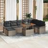 VidaXL 9-piece Garden Dining Set with Cushions Grey In Poly Rattan and Acacia 3349369