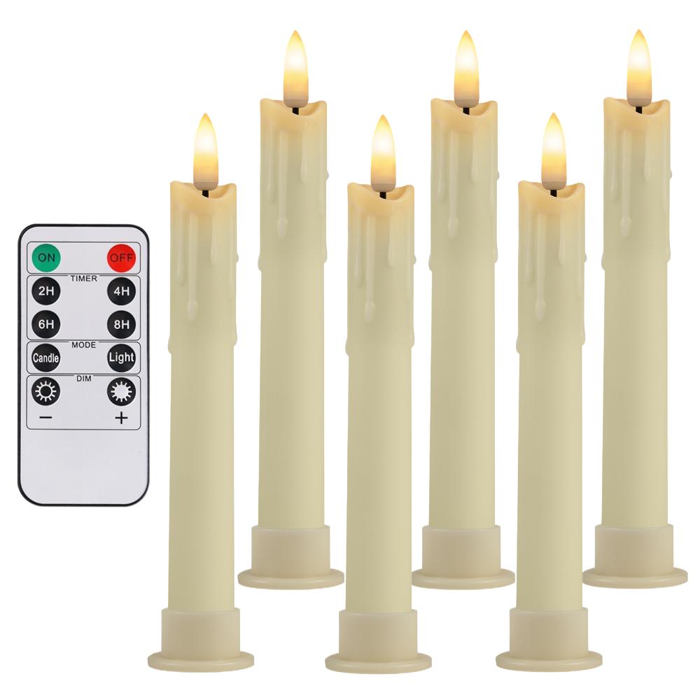 Flickering Taper Led Candles with Remote Control and Timer Flameless LED Candlesticks 3D Flame Candles for Christmas Halloween