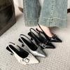 Designer High Heels Sandals Women Stiletto Summer Footwear Pointed Toe Party Ladies Shoes Fashion Buckle Strap Female Pump