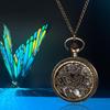 Pocket Watch Antique Butterfly Skeleton Analog Display Waterproof With Cover Pendant Necklace Chain Bronze Retro Fashion Accessory Birthday