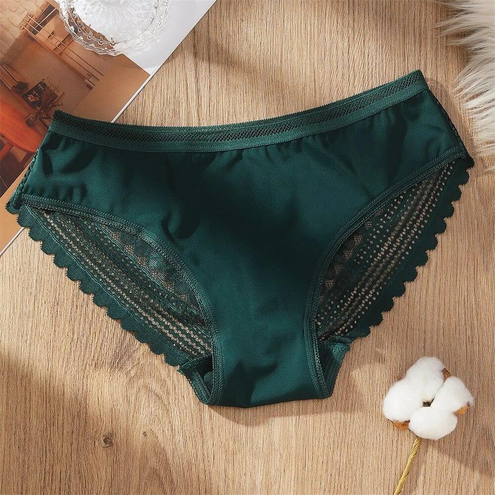 Women's Sexy Lace Panties Underwear Solid Low Waist Lingerie Underwear Female Lace Hollow Transparent Briefs Underspans