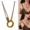 Fashion Women Necklace Double Chain Pendant Necklace Clavicle Chain Youthful Women Accessories Stainless Steel Texture