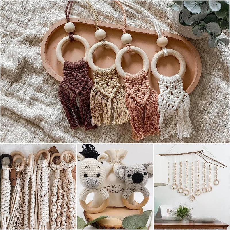 Unfinished Solid Wooden Rings 15-100MM Natural Wood Rings for Macrame DIY Crafts Wood Hoops Ornaments Connectors Jewelry Making