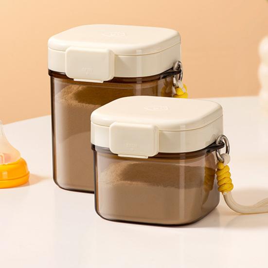 Lata de Leite em Pó com Separador de Colher Design de Vedação Tripla à Prova de Umidade e Luz Tanque Portátil com Alça Recipiente de Armazenamento 400ml 800ml