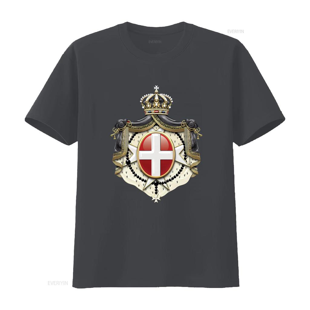 Sovereign Military Order of Malta Coat Arms over Black Velvet T Shirt Premium Quality Unique Design Perfect for History Soft