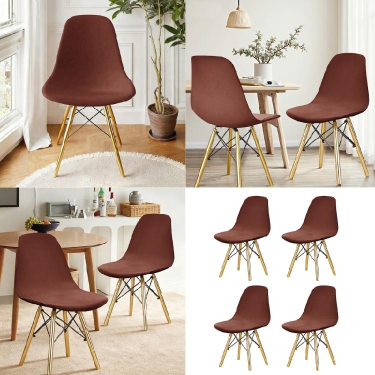 Protective Elastic Chair Cover Soft Milk Silk Fabric Universal Modern Aesthetic Armless Curved Shell Chair Slipcovers
