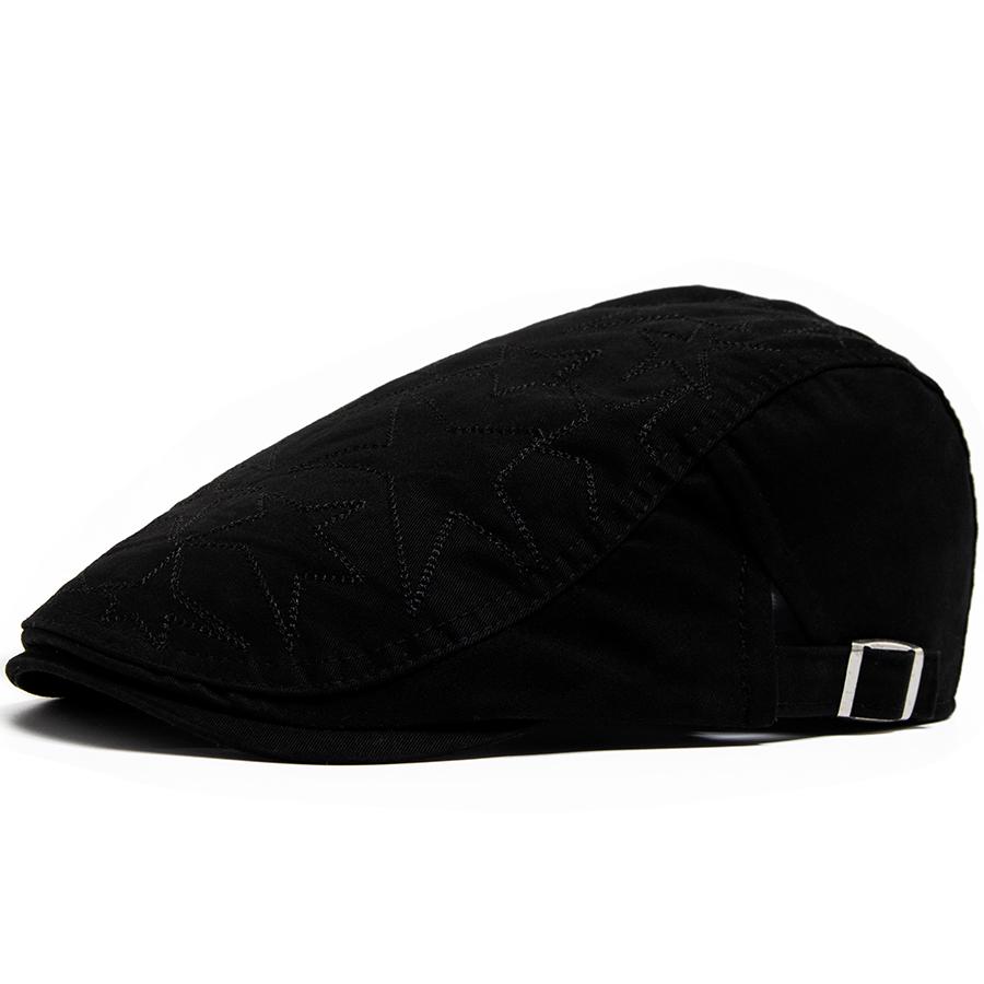 

Женщины Мужчины Мода Плоские Кепки Винтаж Вышитый Берет Oentagram Хлопок Кепка Газетчика Однослойный Ретро Повседневный Козырек Кепки Унисекс чёрный