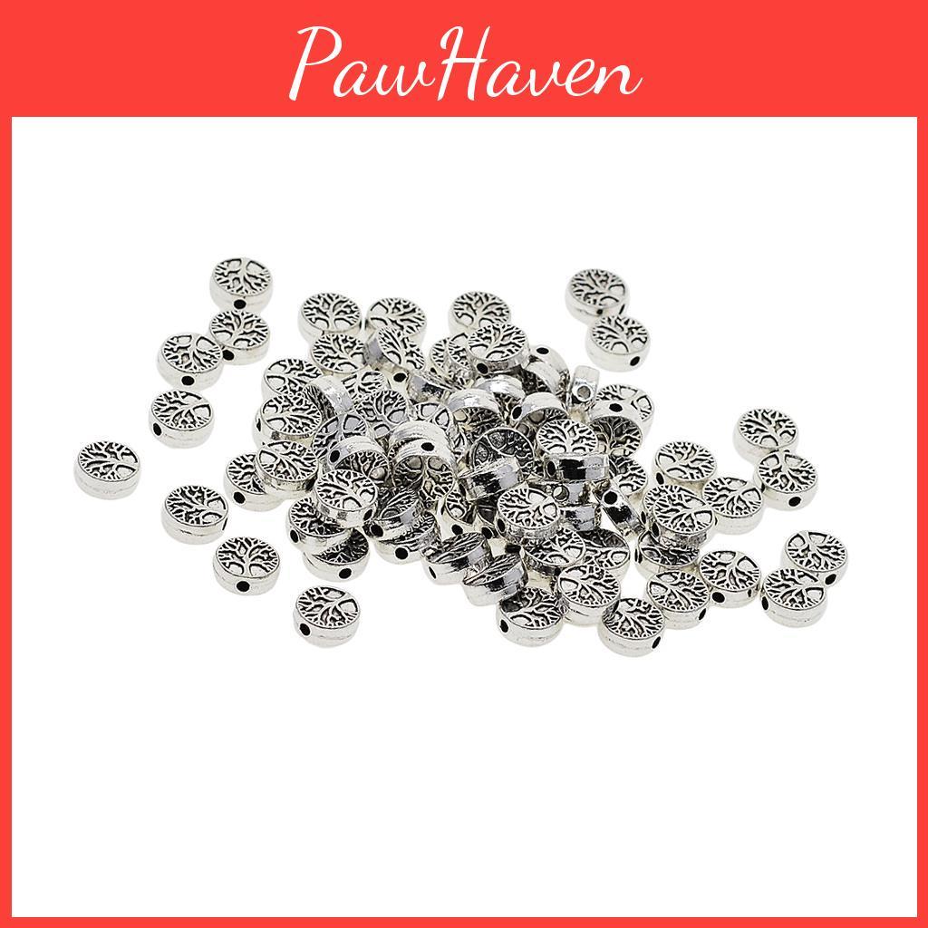 Coin Tibetan 50 Pieces Silver Tree Of Life Spacer Metal Beads Jewelry Making