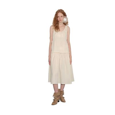 Women's Pleated U-Neck Sling Maxi Dress