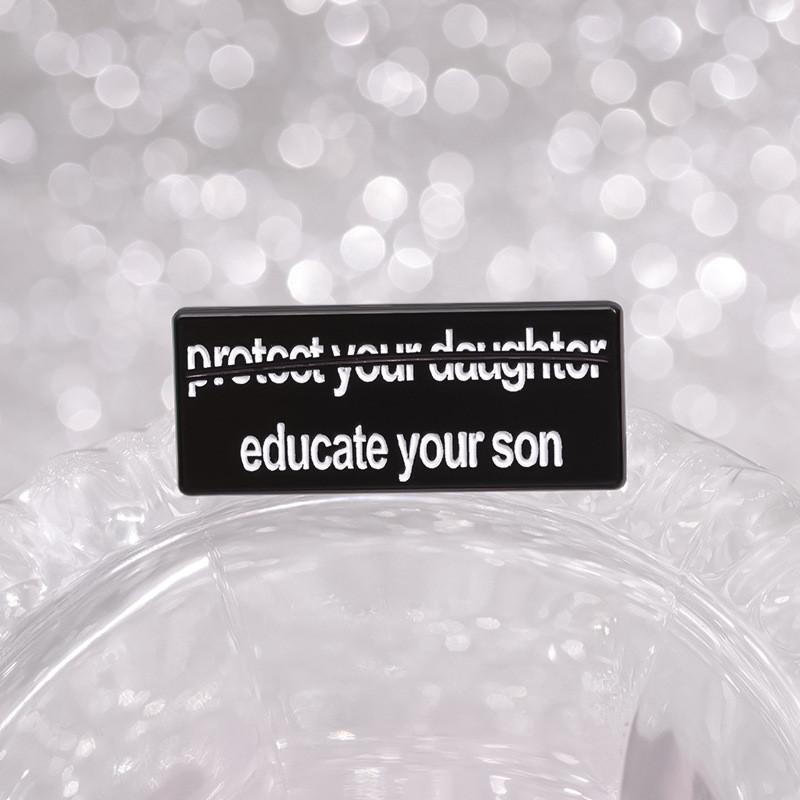 Black Square Stylish Brooch Crafted From Durable Alloy With Fun Cartoon Designs For All Ages