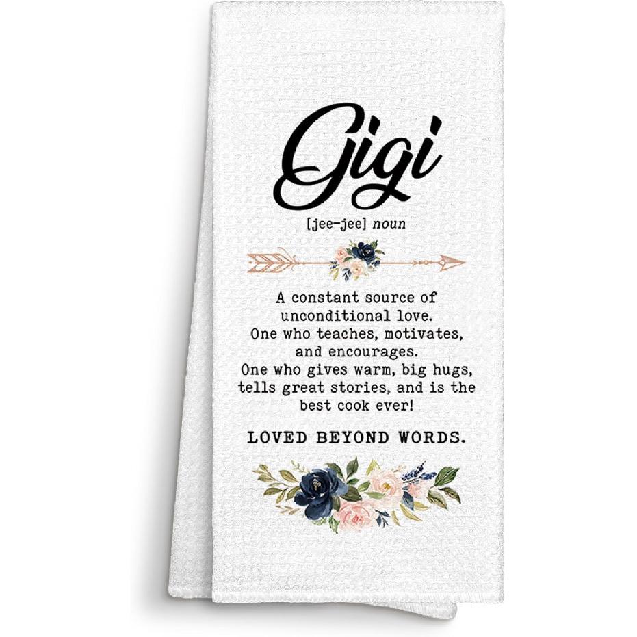 Gigi Definition Gifts Kitchen Towels Decorative, Gigi Dish Cloths Tea Towel Gifts for Grandma Grandmother Grandparents Bathroom Kitchen Dishcloths Gigi
